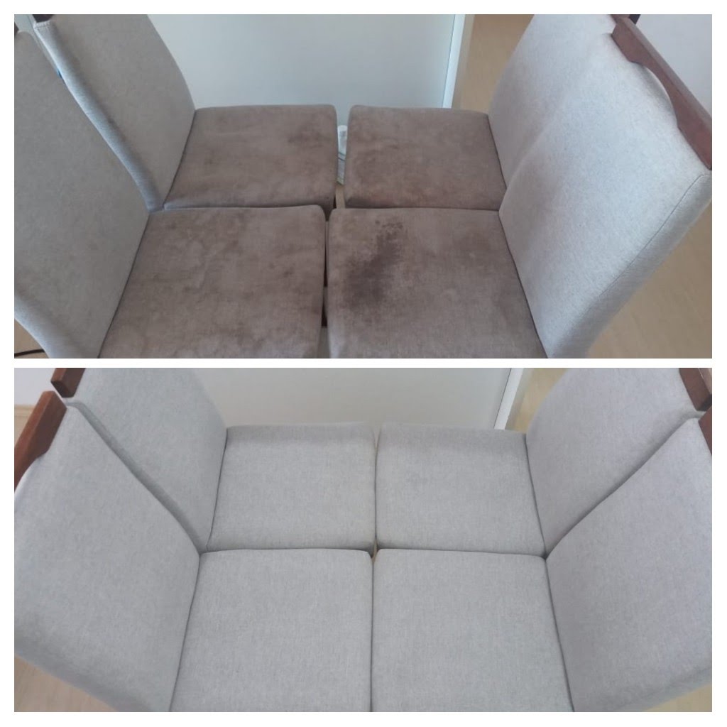 Antes e depois — Cadeiras de Jantar em Tecido
